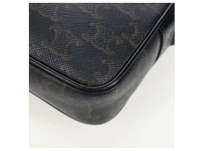 Céline CELINE Triomphe Shoulder Bag PVC Leather Black Gold Tone - vista 14