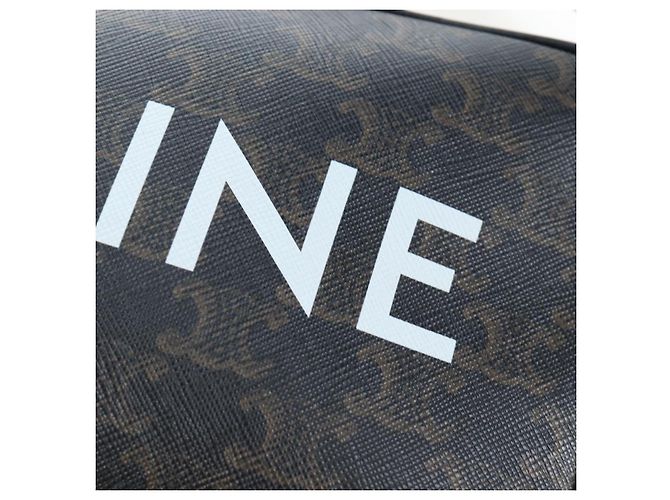 Céline CELINE Triomphe Shoulder Bag PVC Leather Black Gold Tone - vista 18