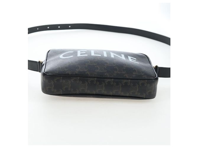 Céline CELINE Triomphe Shoulder Bag PVC Leather Black Gold Tone - vista 5