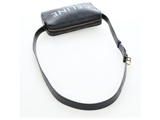 Céline CELINE Triomphe Shoulder Bag PVC Leather Black Gold Tone - vista 7
