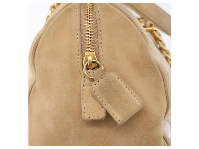 Bolsa de mão PRADA em camurça bege e dourado - vista 18