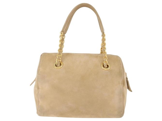 Bolsa de mão PRADA em camurça bege e dourado - vista 2