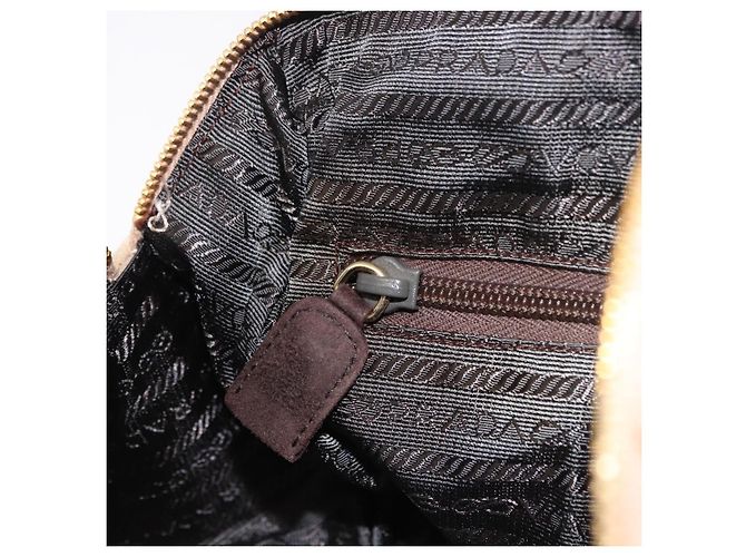 Bolsa de mão PRADA em camurça bege e dourado - vista 23