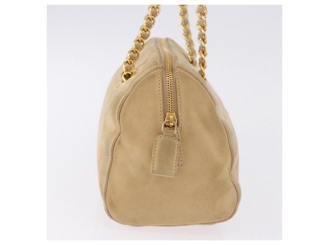Bolsa de mão PRADA em camurça bege e dourado - vista 4