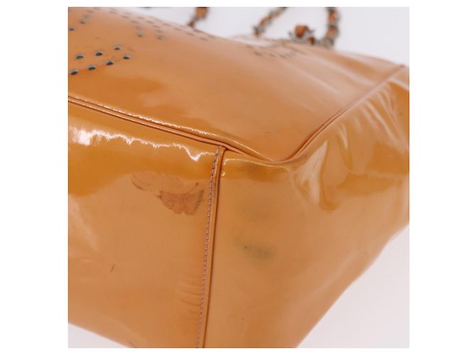 CHANEL Chain Tote Bag Lackleder Orange Silver CC - Ansicht 16