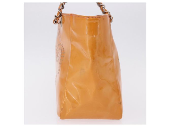 CHANEL Chain Tote Bag Lackleder Orange Silver CC - Ansicht 3