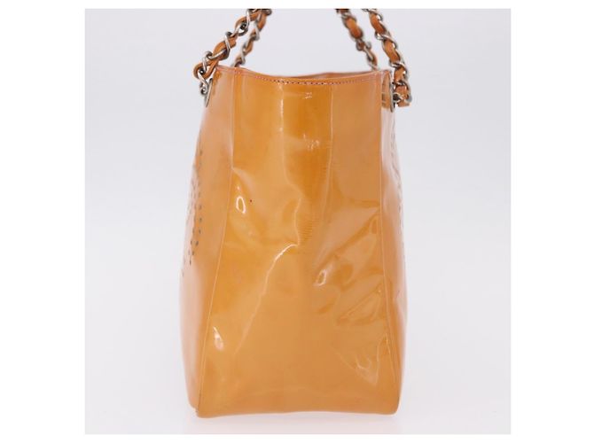 CHANEL Chain Tote Bag Lackleder Orange Silver CC - Ansicht 4
