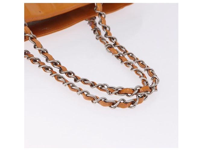 CHANEL Chain Tote Bag Lackleder Orange Silver CC - Ansicht 7