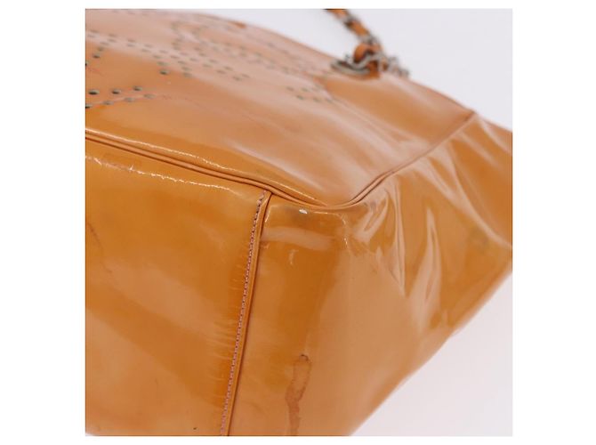 CHANEL Chain Tote Bag Lackleder Orange Silver CC - Ansicht 8