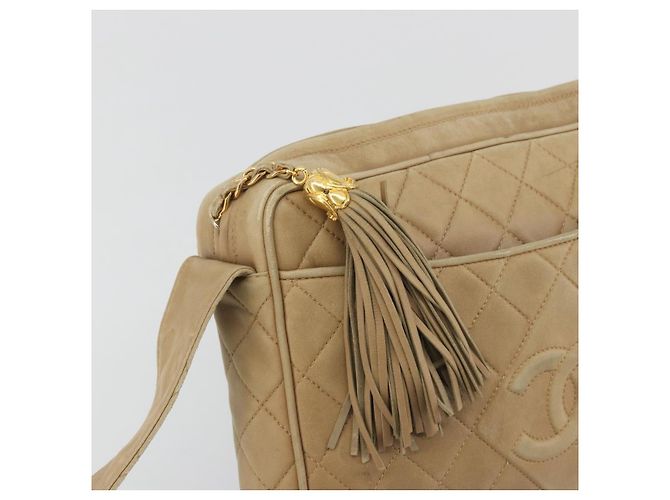 CHANEL COCO Mark Matelasse Bolso de Hombro Lamb Skin Beige Gold Tone CC - vista 17