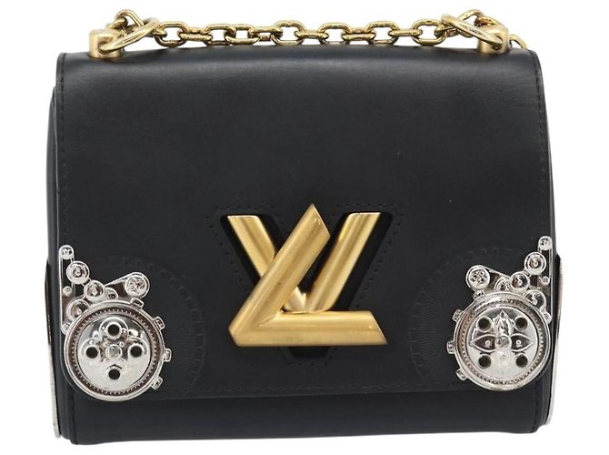 LOUIS VUITTON Twist MM Shoulder Bag Leather Black Gold Tone LV - vista 13