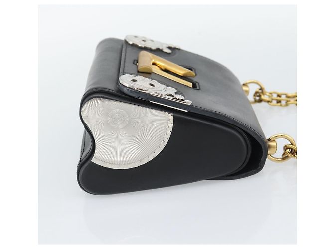 LOUIS VUITTON Twist MM Shoulder Bag Leather Black Gold Tone LV - vista 4