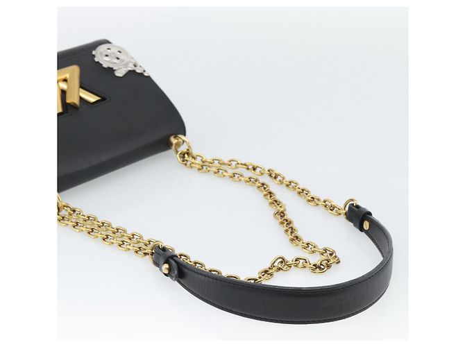 LOUIS VUITTON Twist MM Shoulder Bag Leather Black Gold Tone LV - vista 7