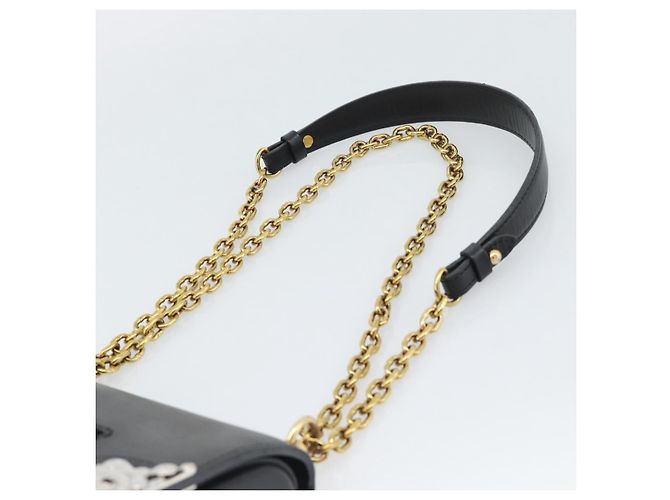 LOUIS VUITTON Twist MM Shoulder Bag Leather Black Gold Tone LV - vista 8