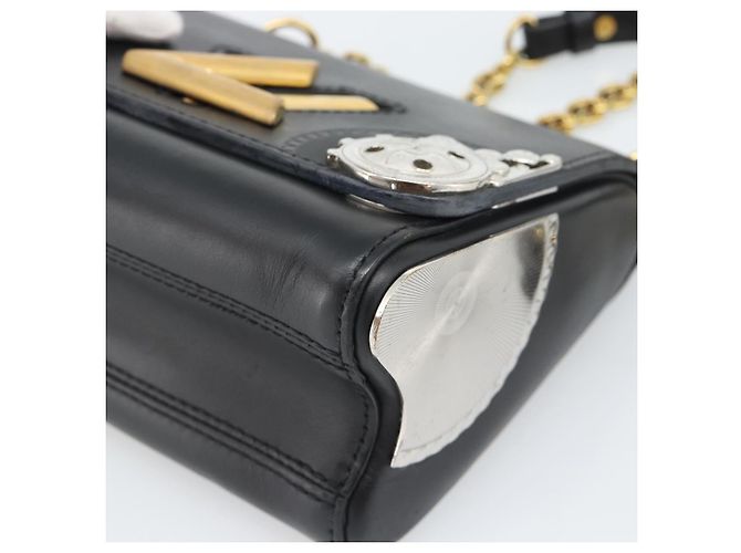 LOUIS VUITTON Twist MM Shoulder Bag Leather Black Gold Tone LV - vista 9