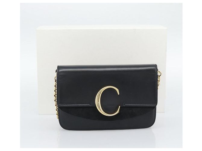 Chloé Bolsa de Ombro Chloe com Corrente em Couro Preto e Tom Dourado - vista 12