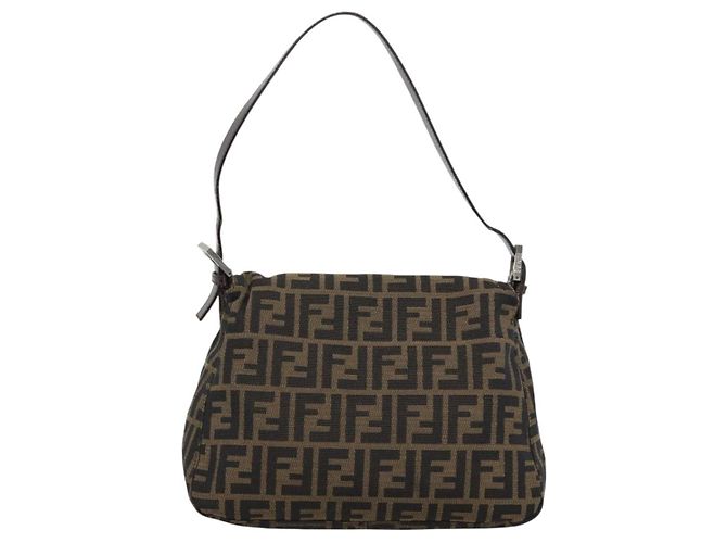 FENDI Zucca Canvas Mamma Baguette Shoulder Bag Brown Silver - vista 2