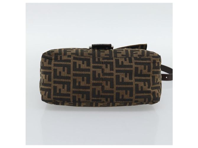 FENDI Zucca Canvas Mamma Baguette Shoulder Bag Brown Silver - vista 5