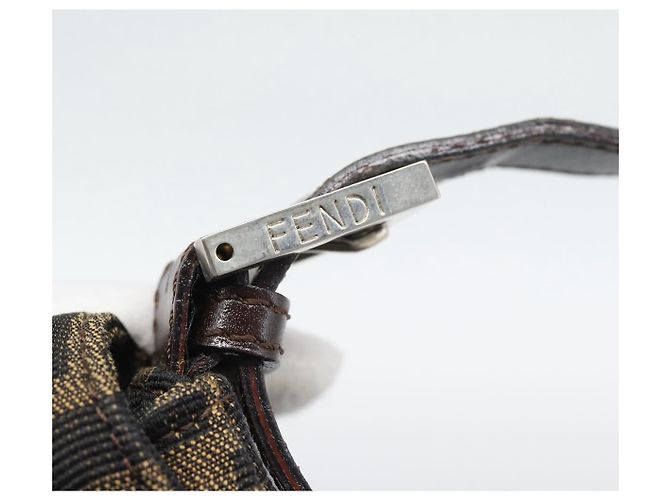 FENDI Zucca Canvas Mamma Baguette Shoulder Bag Brown Silver - vista 9