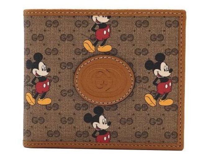 Gucci Cartera Brown Supreme Canvas GG Logo Mickey Mouse Print Castaño - vista 2