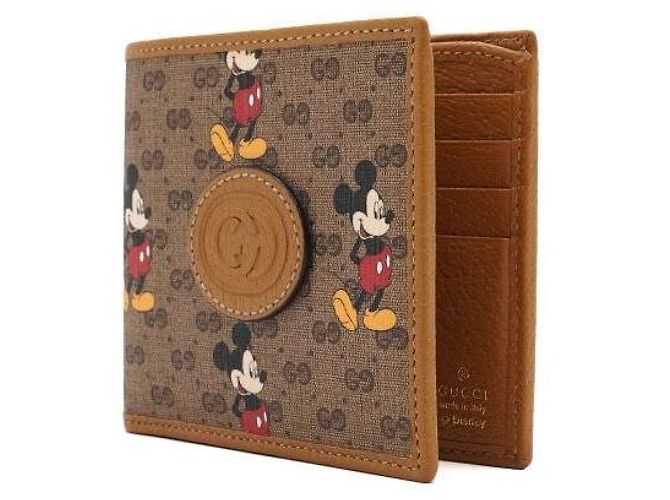 Gucci Cartera Brown Supreme Canvas GG Logo Mickey Mouse Print Castaño - vista 3