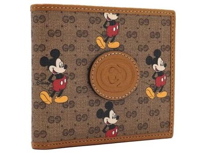 Gucci Cartera Brown Supreme Canvas GG Logo Mickey Mouse Print Castaño - vista 4