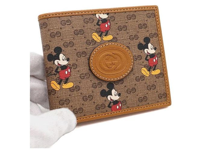 Gucci Cartera Brown Supreme Canvas GG Logo Mickey Mouse Print Castaño - vista 5