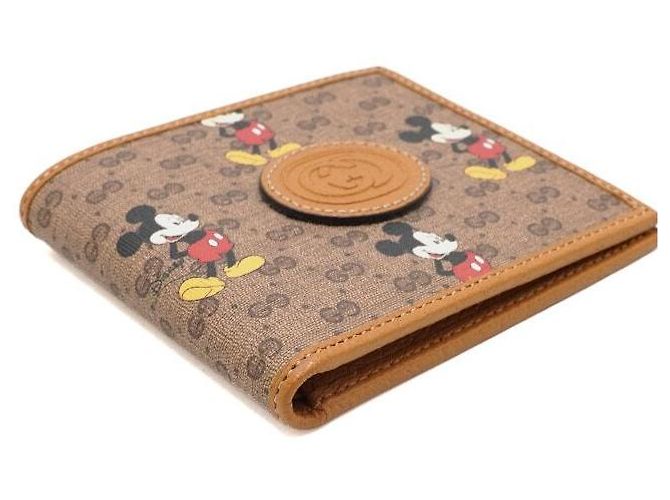 Gucci Cartera Brown Supreme Canvas GG Logo Mickey Mouse Print Castaño - vista 9