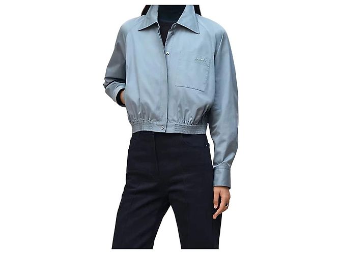 Hermès Giacca camicia in twill di cotone da donna Blu - vista 4