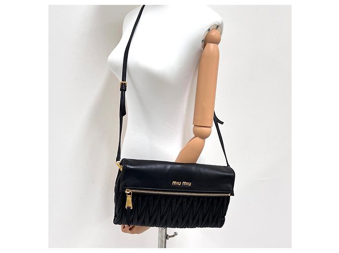 Miu Miu Borsa Pochette a Tracolla Nera Nero - vista 2