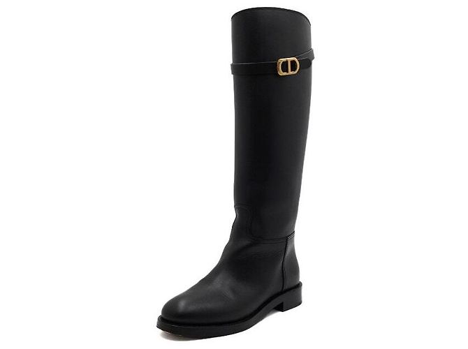 Autre Marque Botas largas de cuero negro con hebilla CD - vista 2