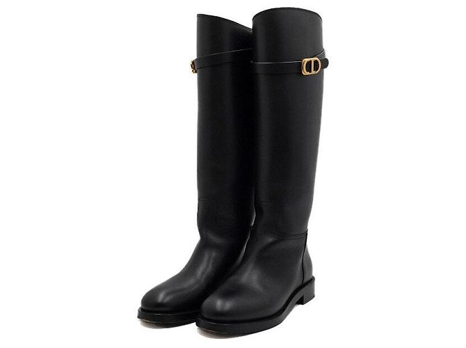 Autre Marque Botas largas de cuero negro con hebilla CD - vista 3