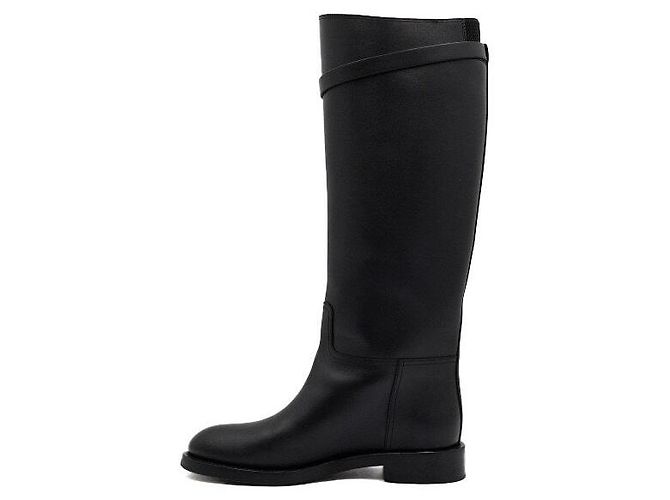 Autre Marque Botas largas de cuero negro con hebilla CD - vista 4