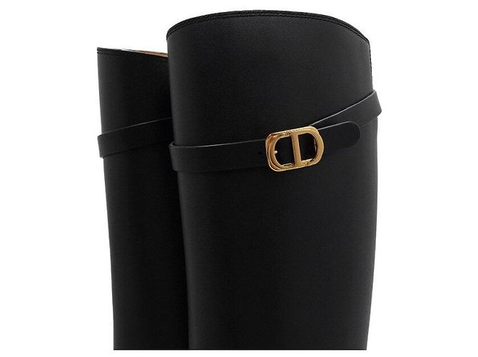 Autre Marque Botas largas de cuero negro con hebilla CD - vista 6