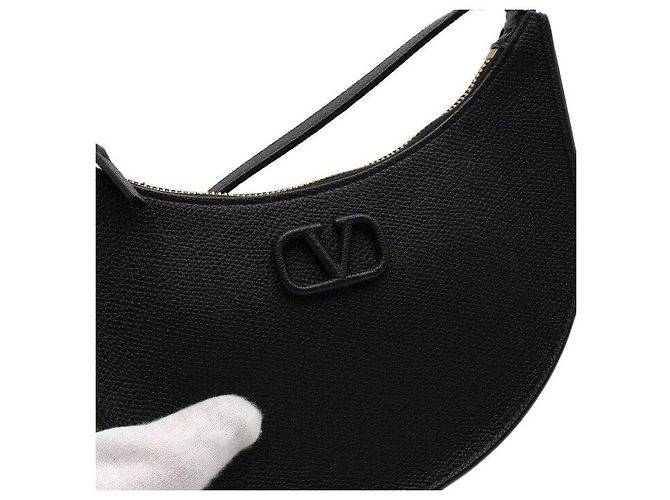 Valentino Borsa Hobo Logo con Catena Dorata Nero - vista 10