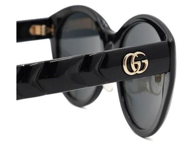 Gucci Occhiali da sole da donna Cat Eye Round Logo GG placcati oro nero - vista 4