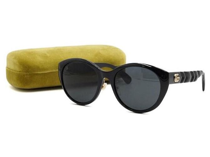 Gucci Occhiali da sole da donna Cat Eye Round Logo GG placcati oro nero - vista 7