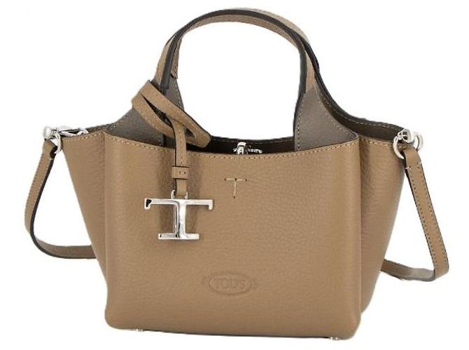 Tod's Borsa Tote Micro in Pelle Timeless Marrone - vista 3