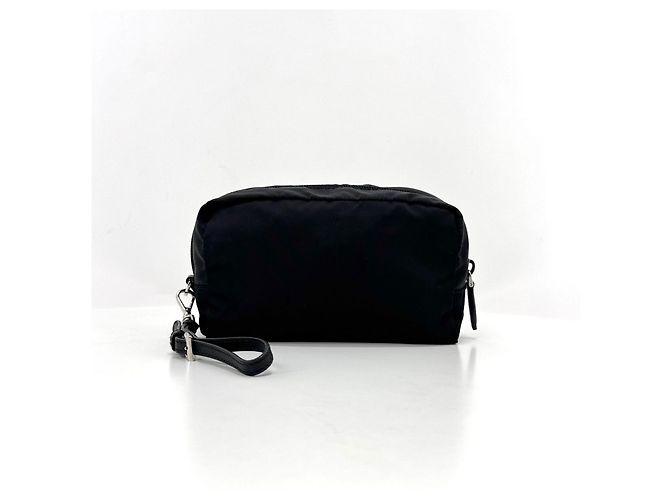 Prada Nylon-Clutch mit Dreieckslogo Schwarz - Ansicht 4