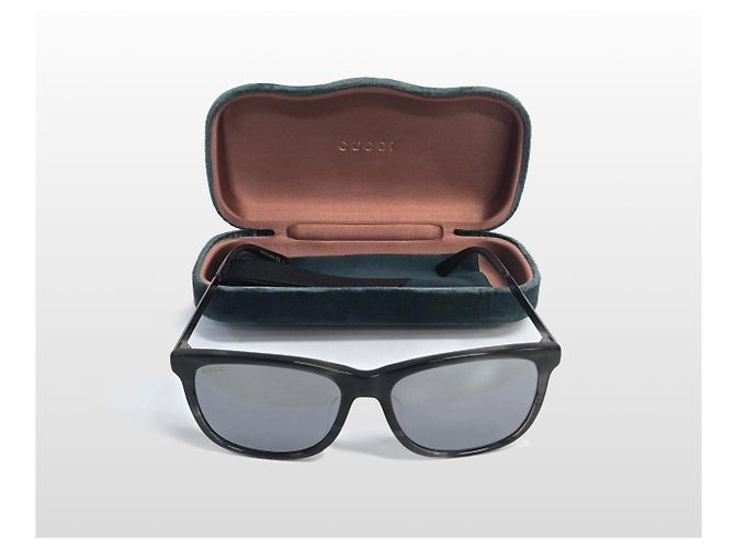 Gucci Occhiali da sole Wellington in acetato nero Marrone - vista 8