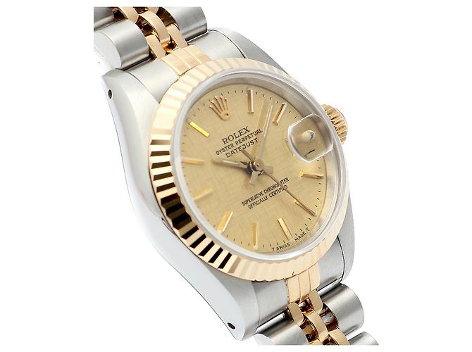 Rolex Datejust Damenuhr mit champagnerfarbenem Zifferblatt Golden - Ansicht 10