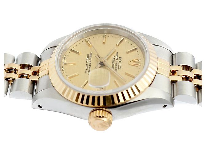 Rolex Datejust Damenuhr mit champagnerfarbenem Zifferblatt Golden - Ansicht 11