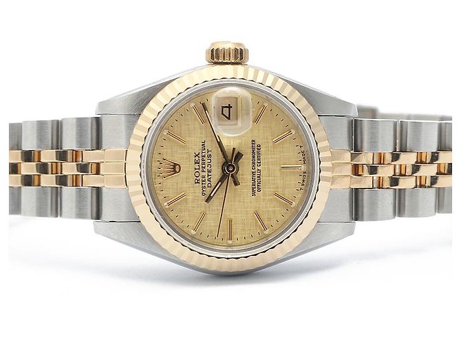 Rolex Datejust Damenuhr mit champagnerfarbenem Zifferblatt Golden - Ansicht 17
