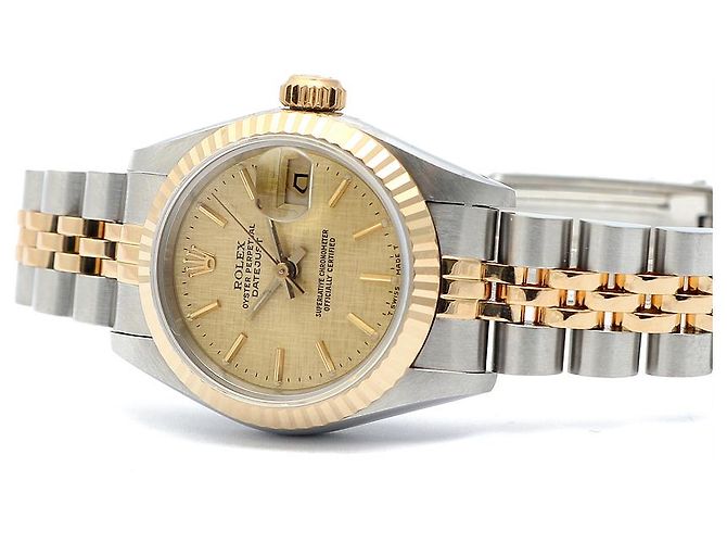 Rolex Datejust Damenuhr mit champagnerfarbenem Zifferblatt Golden - Ansicht 19