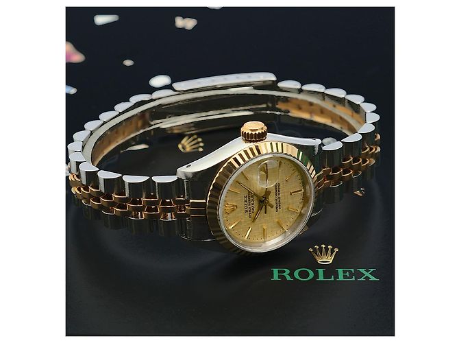 Rolex Datejust Damenuhr mit champagnerfarbenem Zifferblatt Golden - Ansicht 22