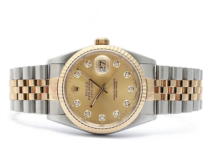 Rolex Orologio Automatico da Uomo Datejust Champagne Gold Diamond D'oro - vista 16