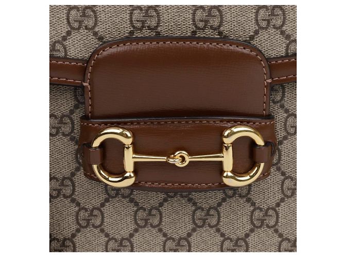 Horsebit 1955 Gucci Borsa a tracolla piccola Horsebit GG Marrone - vista 2