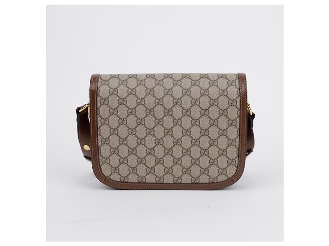 Horsebit 1955 Gucci Borsa a tracolla piccola Horsebit GG Marrone - vista 3