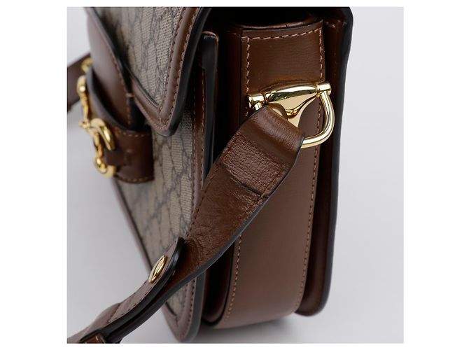 Horsebit 1955 Gucci Borsa a tracolla piccola Horsebit GG Marrone - vista 5