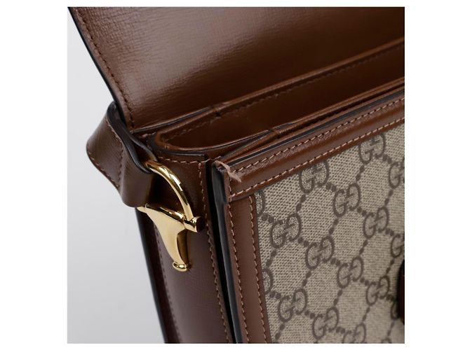 Horsebit 1955 Gucci Borsa a tracolla piccola Horsebit GG Marrone - vista 8